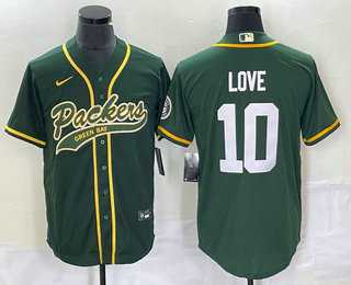 Men's Green Bay Packers #10 Jordan Love Green With Patch Cool Base Stitched Baseball Jersey,We sell and wholesale Men's Green Bay Packers #10 Jordan Love Green With Patch Cool Base Stitched Baseball Jersey on line form chian!